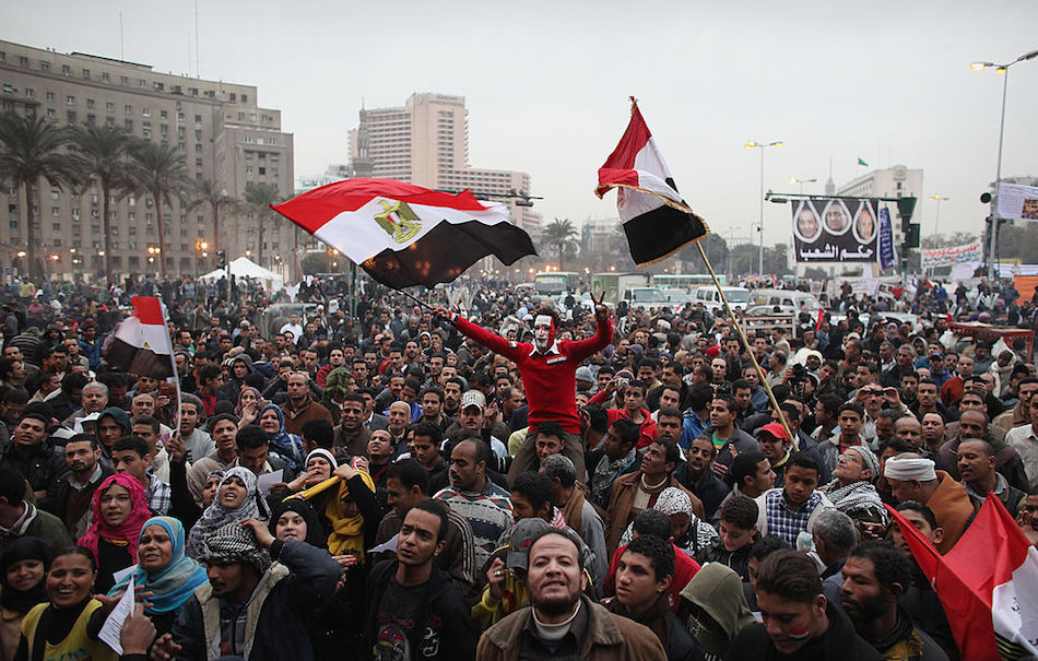 Piazza Tahrir Square nel 2012 durante i festeggiamenti per il primo anniversario della rivoluzione