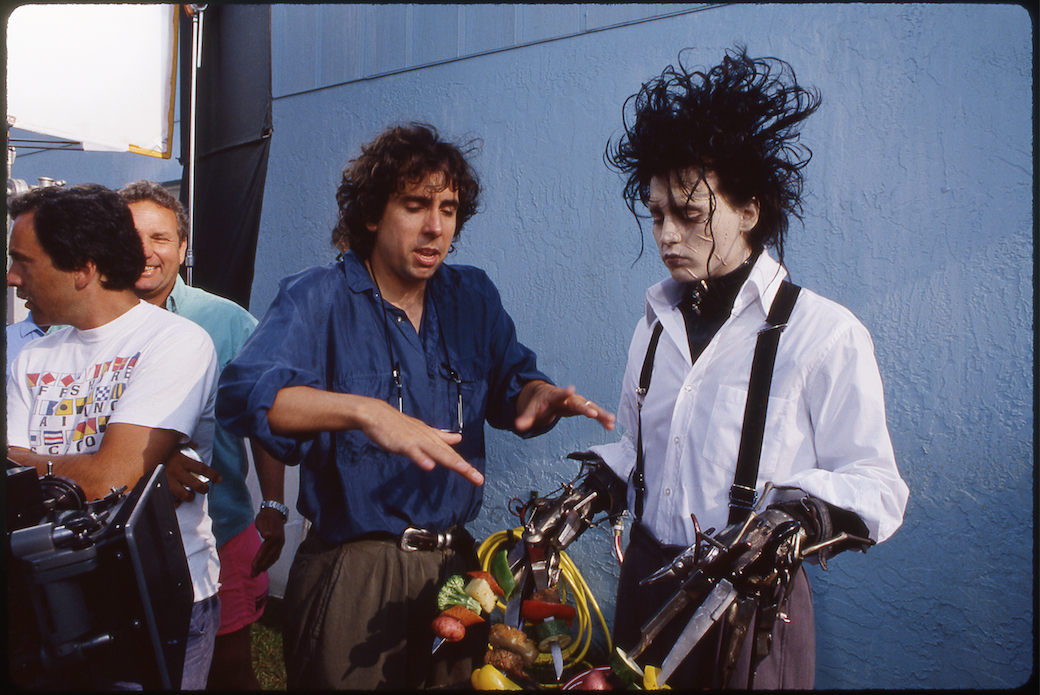 Tim Burton e Johnny Depp sul set di "Edward Mani di Forbice"