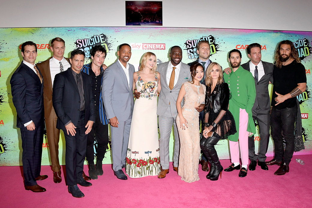 Il cast di Suicide Squad al completo. Foto Getty