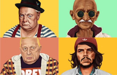 Le icone della storia in stile hipster