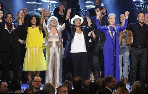 Bruno Mars, Springsteen, Lady Gaga, Maryl Streep. Foto CBS via Getty