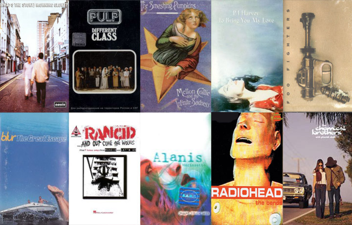 Le copertine delle cassette dei 10 album che compiono 20 anni nel 2015