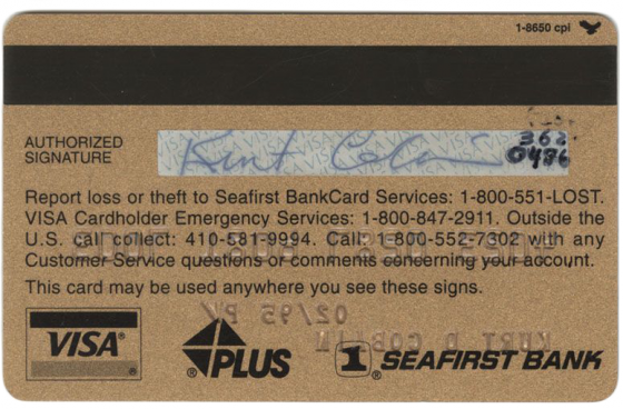 La carta di credito di Kurt Cobain messa all'asta, aveva provato ad appuntarsi anche un numero di telefono