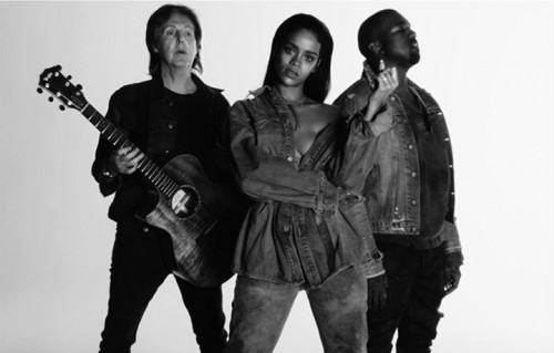 Un frame del nuovo video con Rihanna, Paul McCartney e Kanye West
