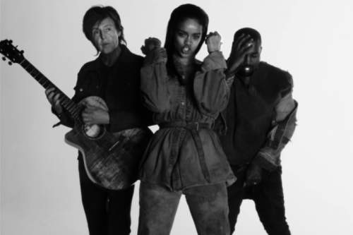 Un frame del nuovo video con Rihanna, Paul McCartney e Kanye West