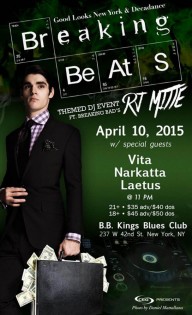 Breaking Beats, la serata di esordio di RJ Mitte come dj, il 30 aprile a New York