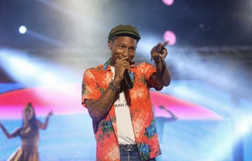 Pharrell Williams, 42 anni, "felice come una stanza senza soffitto" al Mawazine Festival, Rabat, Marocco, il 30 maggio. Foto Jacob ZawaQ