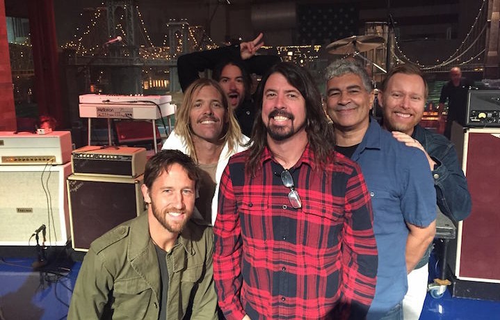 I Foo Fighters prima dell'ultima puntata del Late Show. Fonte: Facebook