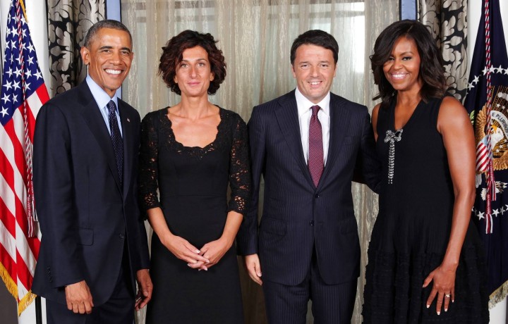 Matteo Renzi e la moglie Agnesi, durante la visita alla Casa Bianca.