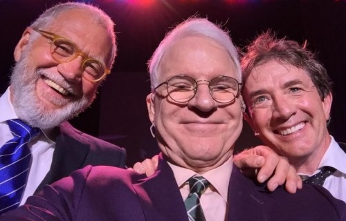 Un barbuto Letterman con Steve Martin e Martin Short. Fonte: Twitter
