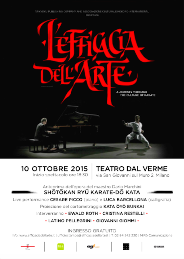 Luca Barcellona si erbibirà insieme al Maestro Dario Marchini (Karate) e al pianista Cesare Picco il 10 ottobre al Teatro dal Verme di Milano, dalle ore 18