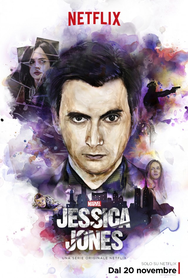 Kilgrave nella locandina di lancio di "Jessica Jones", in uscita il 20 novembre in Italia