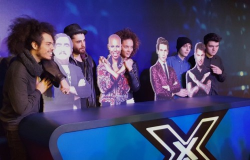I finalisti di X Factor 9, nell'ordine: Davide, Giovanni, Enrica e gli Urban Strangers