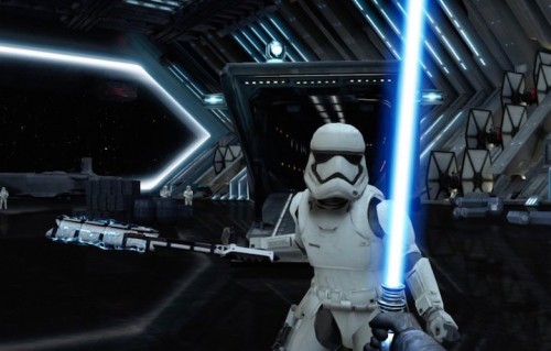 Un frame del gioco "Lightsaber Escape"