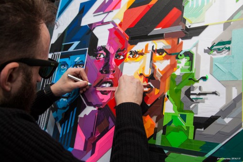 "Skunk Anansie" dalla mostra "No Curves", No Curves, mostra, tape art, arte, scotch, Bologna, Poliambulatorio Giardini Margherita