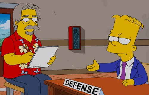 Matt Groenin in versione animata insieme alla sua creazione Bart Simpson