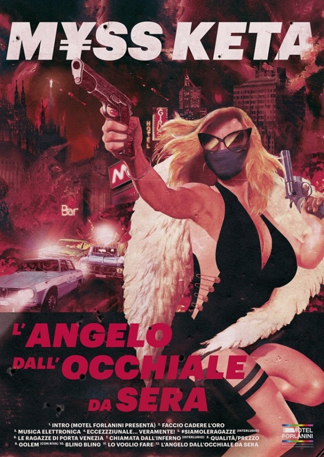 La cover di "L'angelo dall'occhiale da sera", il nuovo mixtape di M¥SS KETA. Illustrazione di SoloMacello