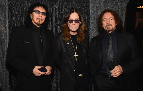 Tony Iommi, Ozzy Osbourne, Geezer Butler ai Grammy Awards nel 2014, foto Getty Images