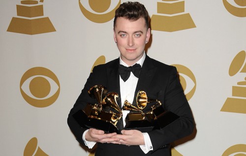 Sam Smith ai Grammy 2015, vincitore di miglior album, miglior canzone e miglior artista emergente. Foto Jason LaVeris