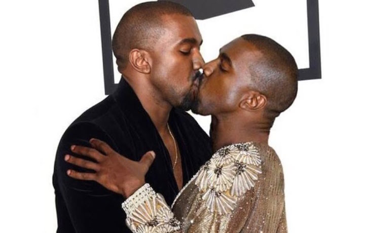 L'immagine diventata virale di Kanye West che bacia se stesso