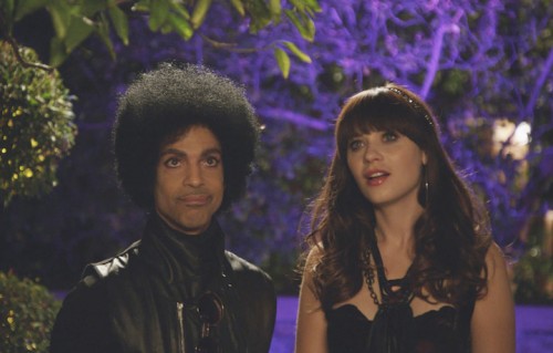 Prince e Zooey Deschanel nella puntata di "New Girl"