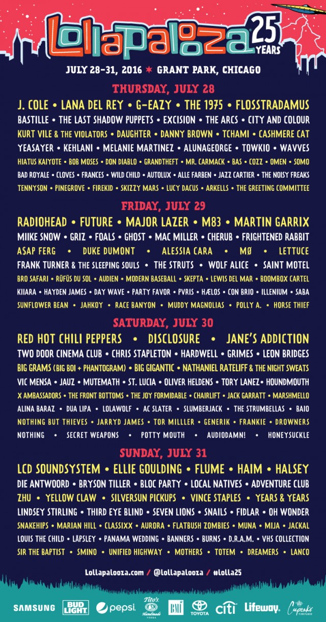 Lollapalooza 25, dal 28 al 31 luglio al Grant Park di Chicago