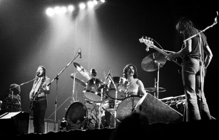 I Pink Floyd live nel 1974, foto Barrie Wentzell