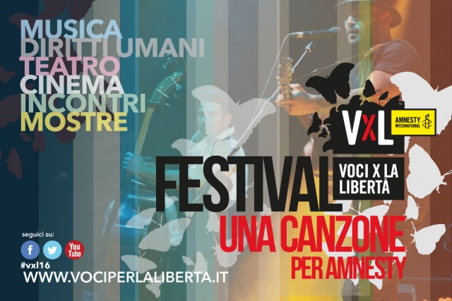 Dal 14 al 17 luglio a Rosolina Mare in provincia di Rovigo riparte "Voci per la Libertà - Una Canzone per Amnesty" con le esibizioni di Edoardo Bennato, The Sun, Piotta e Luca Bussoletti