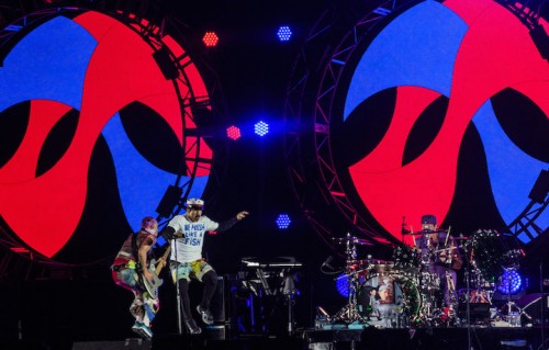I Red Hot Chili Peppers sul palco del Roskilde. Foto: Flemming Bo Jensen / Red Bull Content Pool
