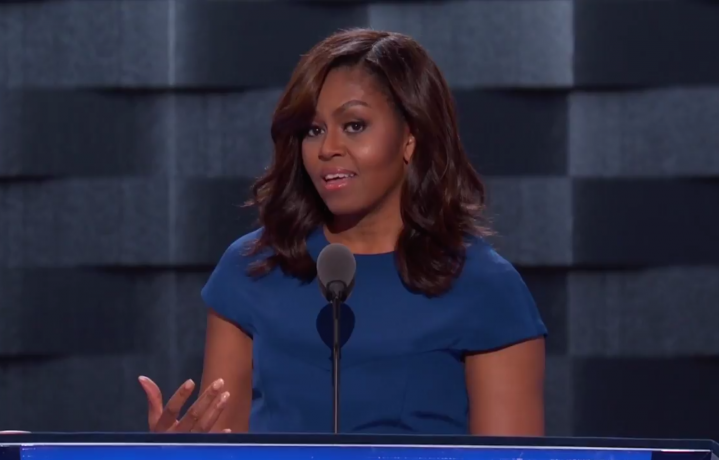 Michelle Obama durante il suo speech al DNC
