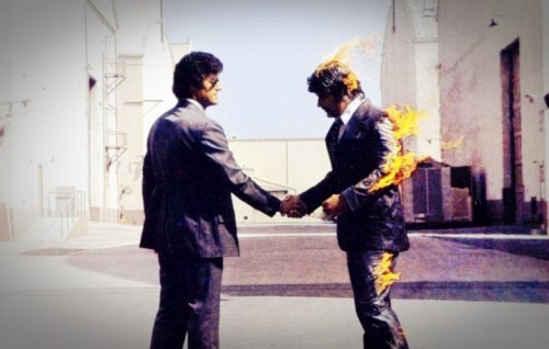 Un dettaglio della copertina di "Wish You Were Here", il nono album dei Pink Floyd