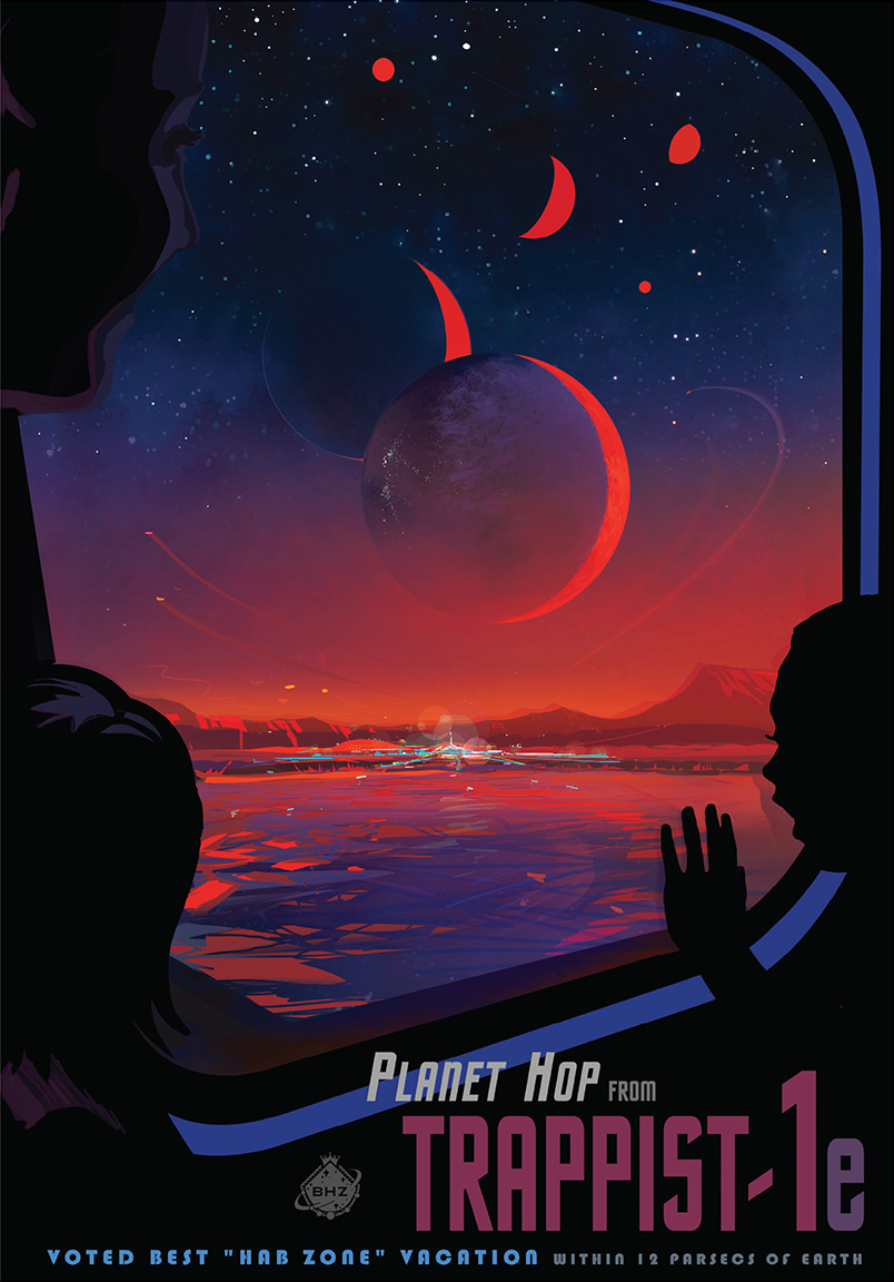 Il poster ironico diffuso dalla Nasa per promuovere viaggi verso Trappist 1