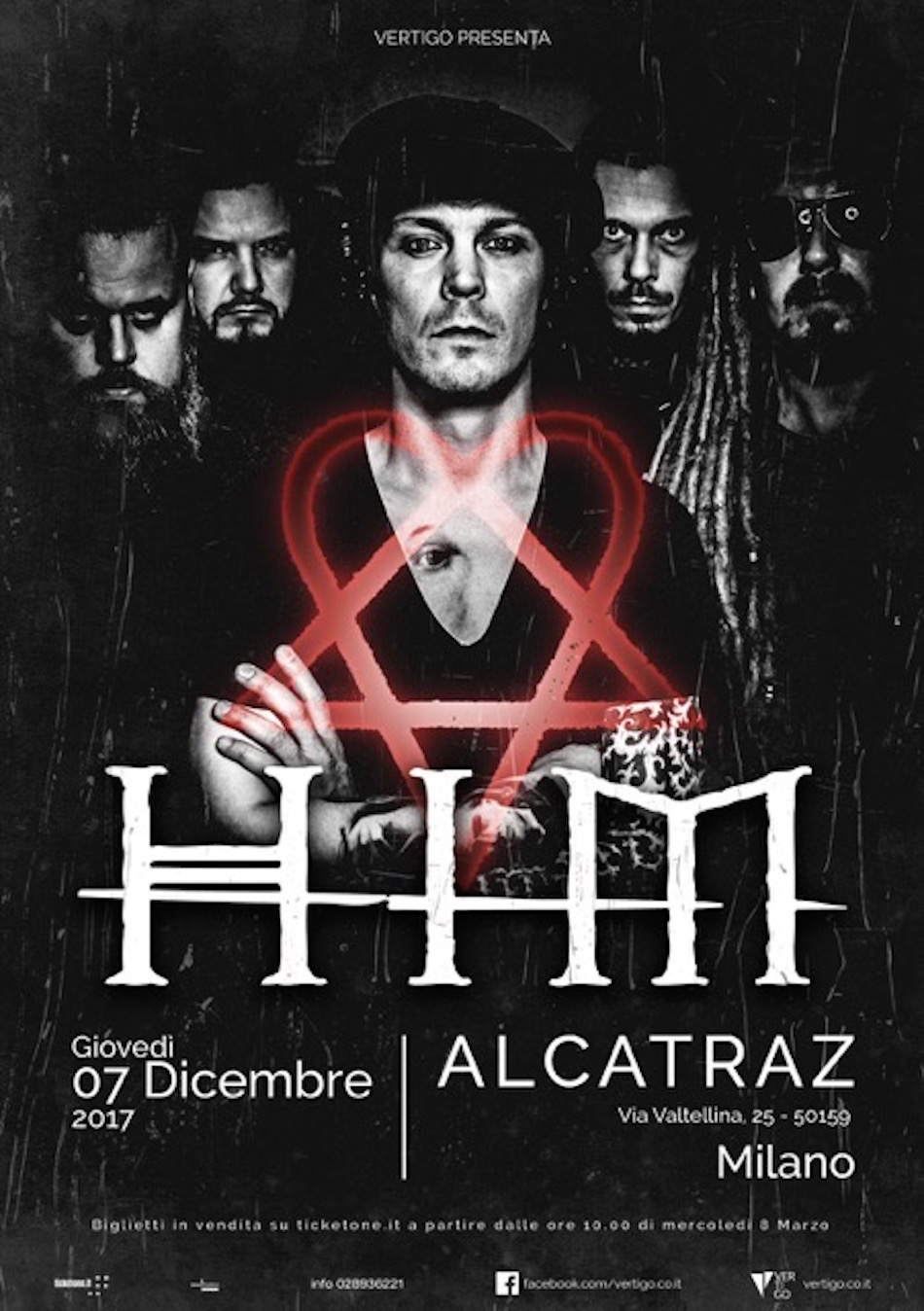 La locandina del tour finale degli Him, in Italia il 7 dicembre prossimo