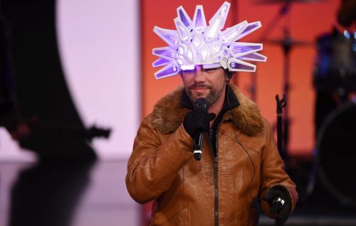 MILAN, ITALY - APRIL 02: Jay Kay of Jamiroquai performs on stage during 'Che Tempo Che Fa' tv show on April 2, 2017 in Milan, Italy. (Photo by Pier Marco Tacca/Getty Images)