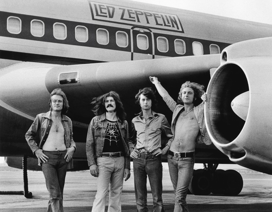 John Paul Jones, John Bonham, Jimmy Page e Robert Plant dei Led Zeppelin, New York, 24 luglio 1973. © Bob Gruen 