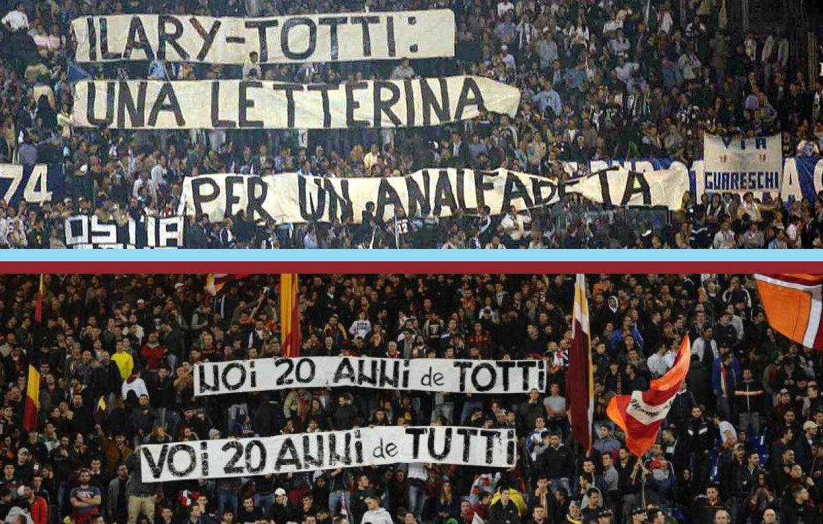 Roma-Lazio, il derby degli striscioni