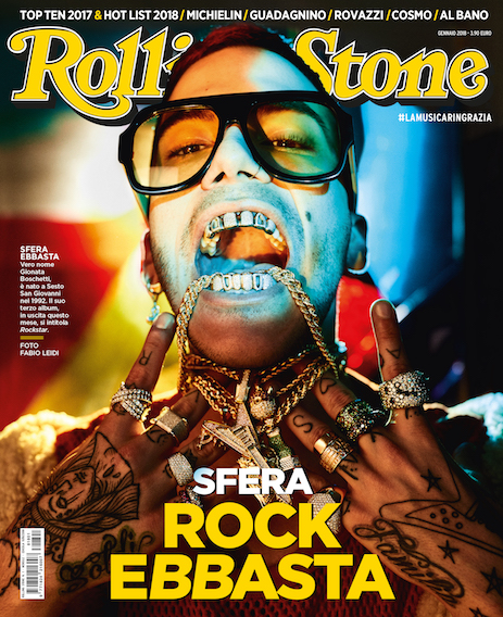 Sfera Ebbasta in copertina del nuovo numero di Rolling Stone di gennaio. Foto di Fabio Leidi