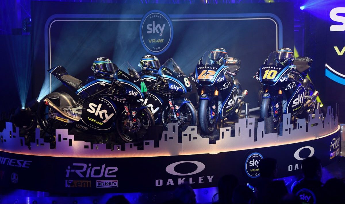 I "mezzi" di Francesco Bagnaia, Luca Marini, Nicolò Bulega, Dennis Foggia, ovvero i membri dello Sky Racing Team VR46