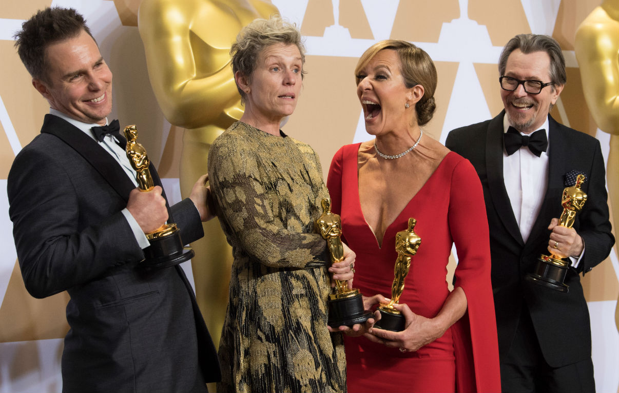 Sam Rockwell, Frances McDormand, Allison Janney e Gary Oldman. Credit: Michael Yada / A.M.P.A.S.