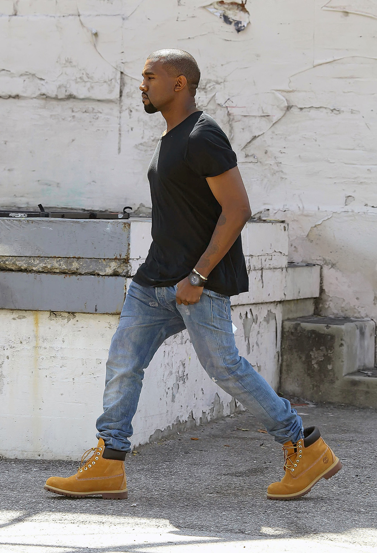 Kanye West con gli Yellow Boots di Timberland. Foto di Bauer-Griffin/GC Images