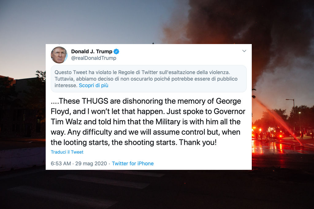 Twitter ha censurato un tweet di Trump perché “esaltava la violenza”