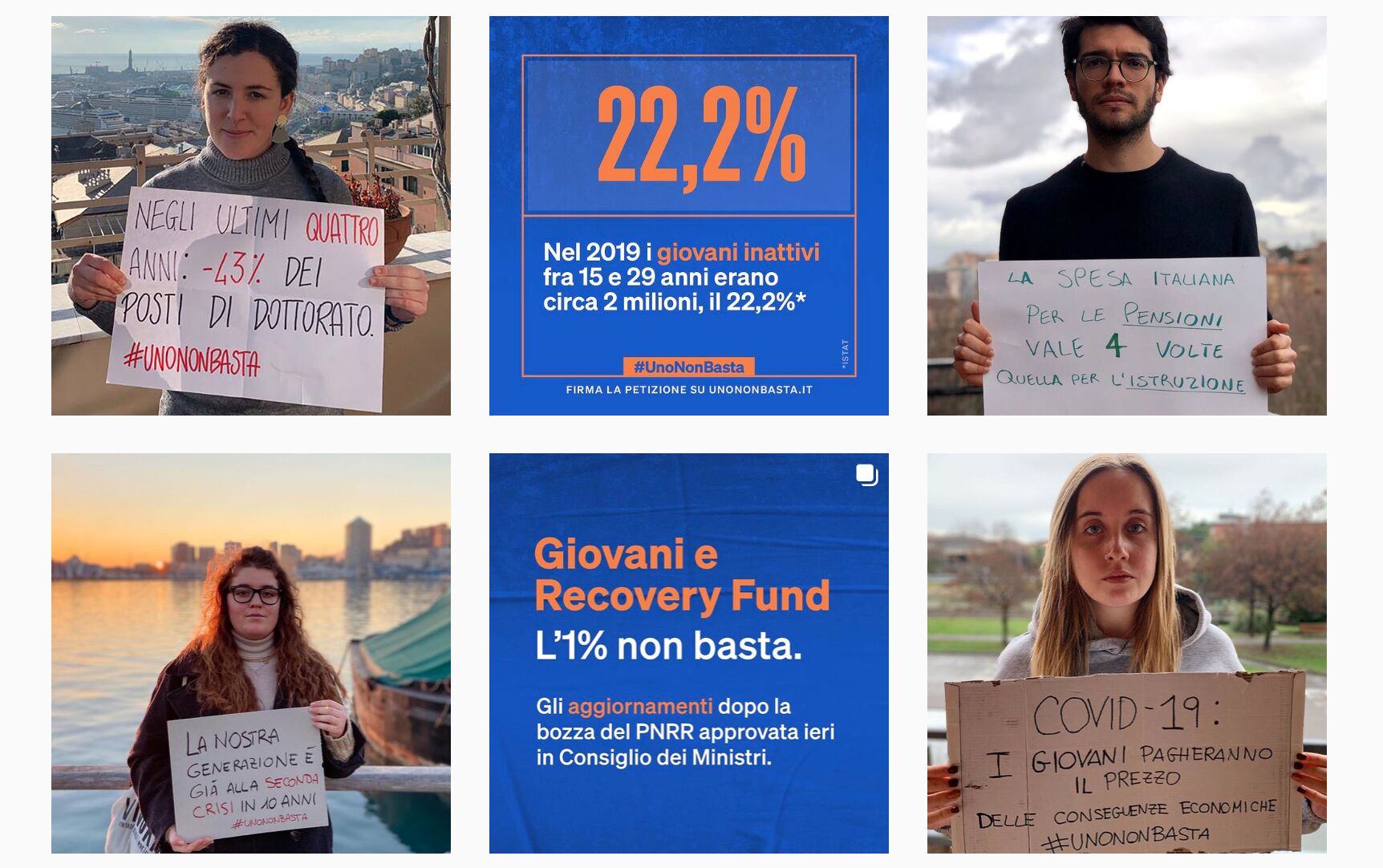 #UnoNonBasta, la campagna per usare più soldi del Recovery Fund per i giovani