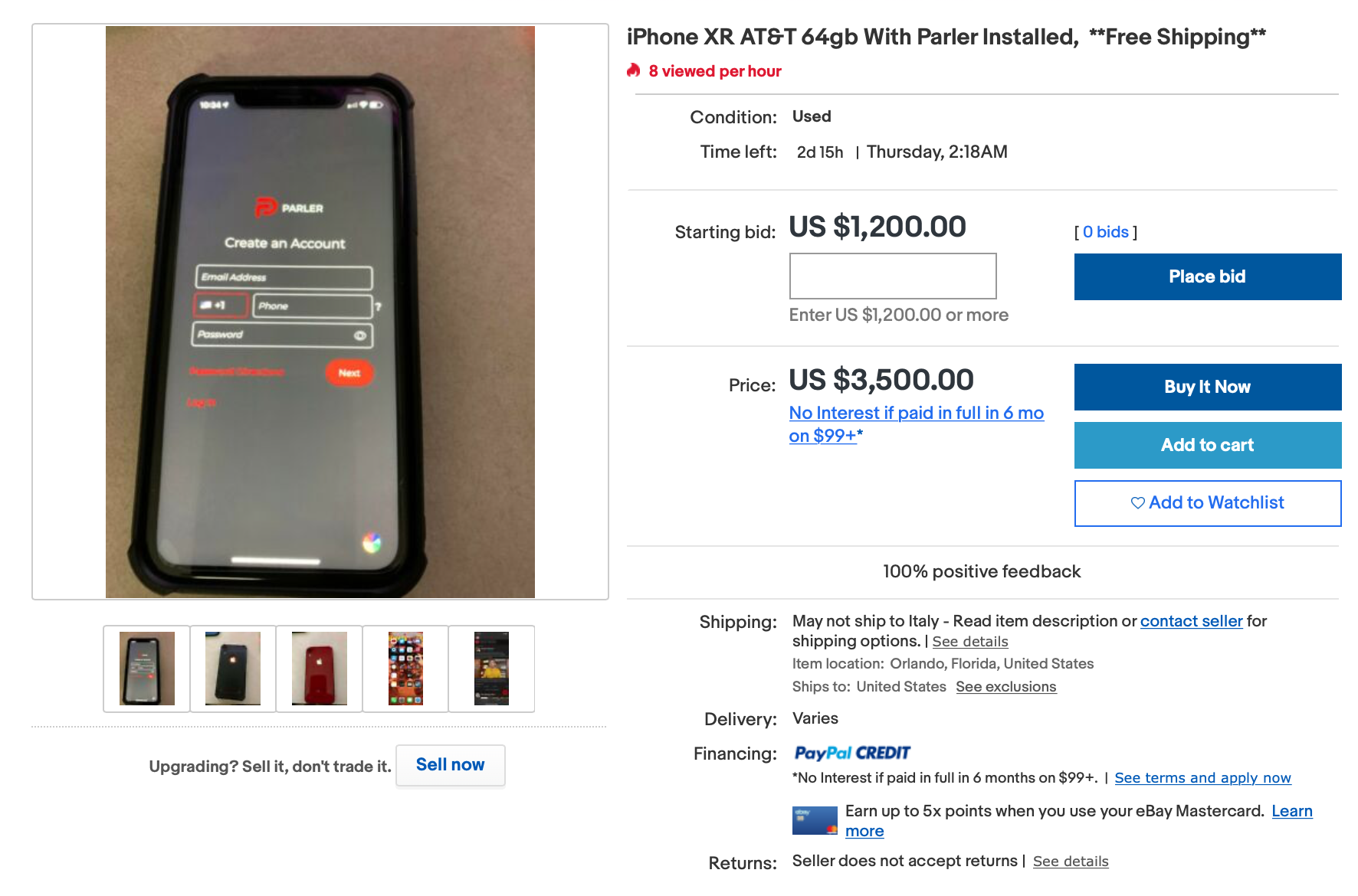 Se hai un iPhone con installato Parler, è il momento di venderlo su eBay