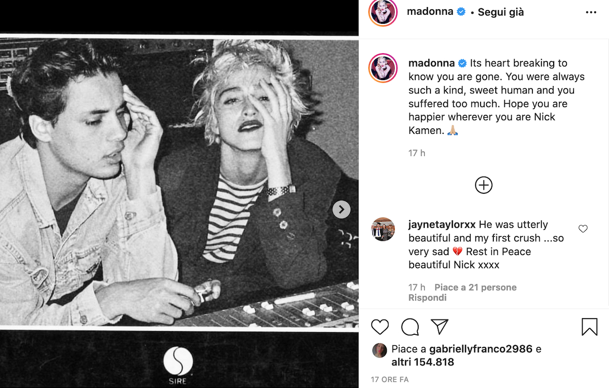 L’omaggio di Madonna e dei Duran Duran a Nick Kamen