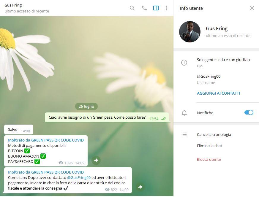 Abbiamo provato a comprare un Green pass falso su Telegram