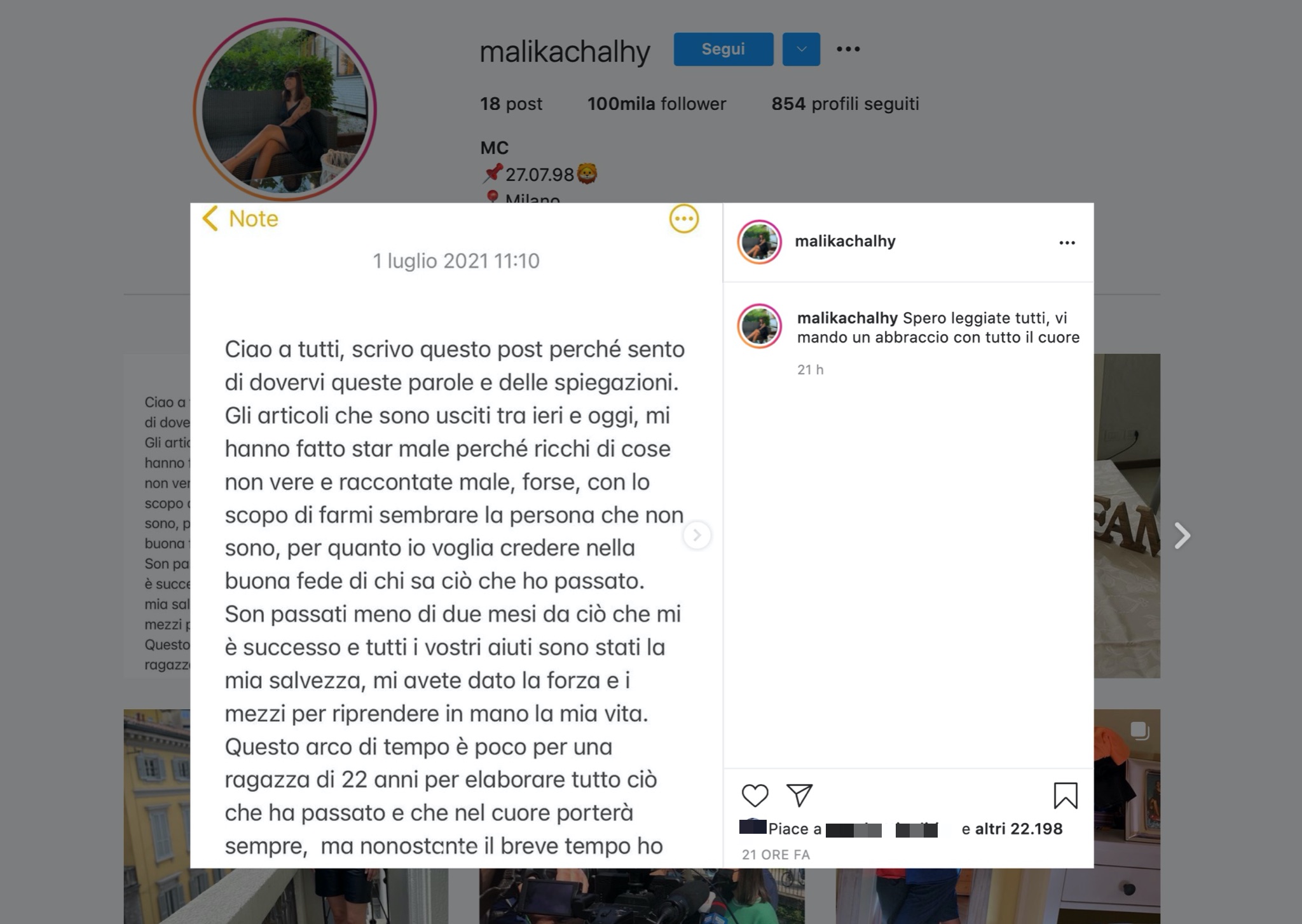 La risposta di Malika Chalhy dopo le polemiche su come ha usato i soldi delle donazioni