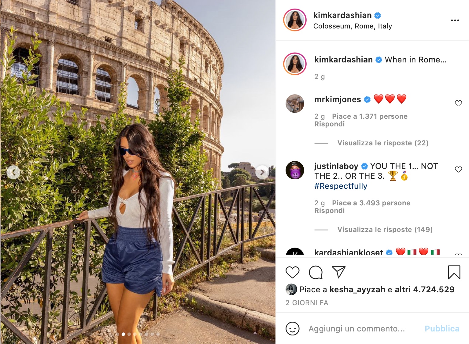 Kim Kardashian e Kate Moss sono in visita a Roma
