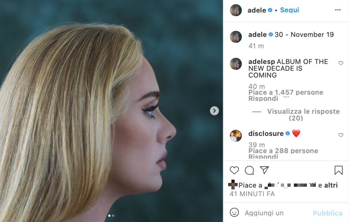 È ufficiale: Adele ha annunciato il suo nuovo album