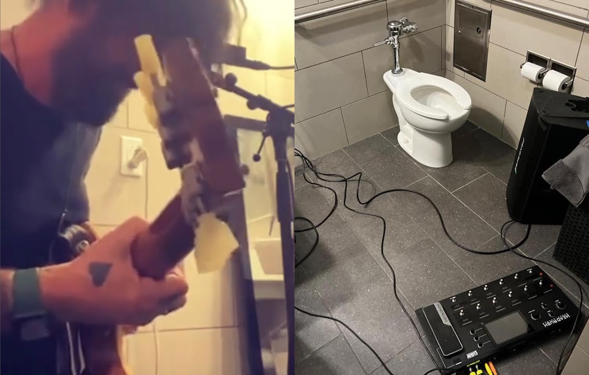 Tracii Guns ha fatto un concerto con gli L.A. Guns suonando la chitarra nel bagno del backstage