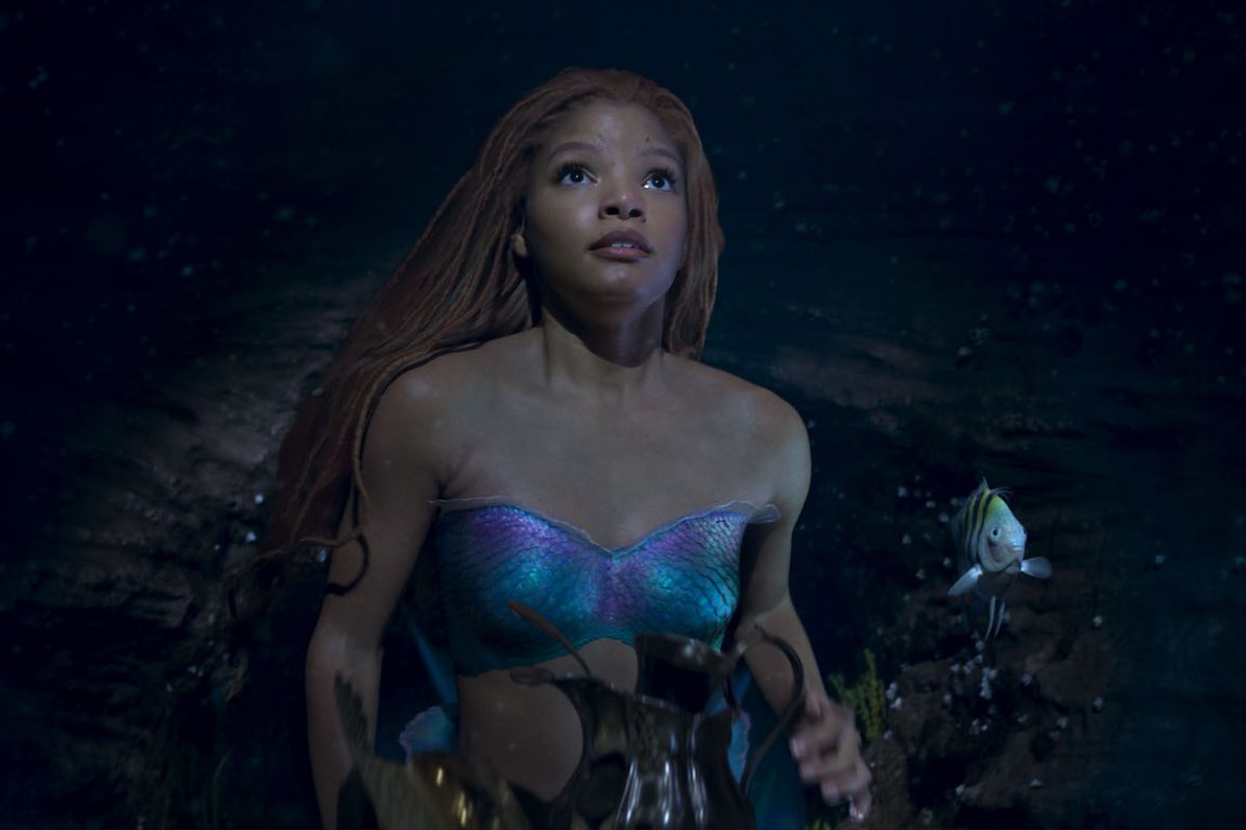 Ariel (Halle Bailey) e Flounder in La sirenetta